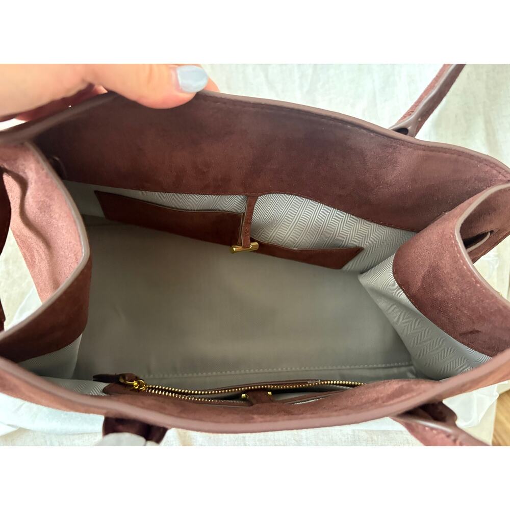 The Row Margaux Burgundy Suede Top Handle Bag - Picture 11 of 15